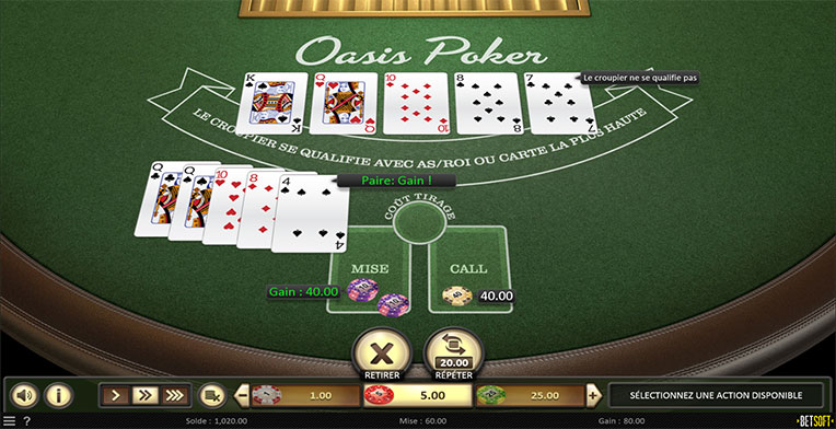 Table de jeu oasis poker